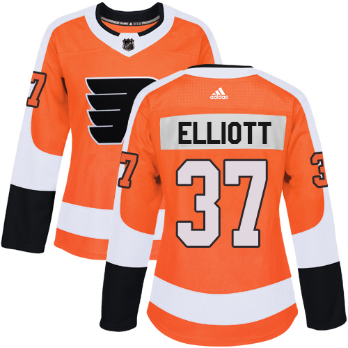 Adidas Philadelphia Flyers #37 Brian Elliott Orange Home Authentic Women Stitched NHL Jersey->women nhl jersey->Women Jersey